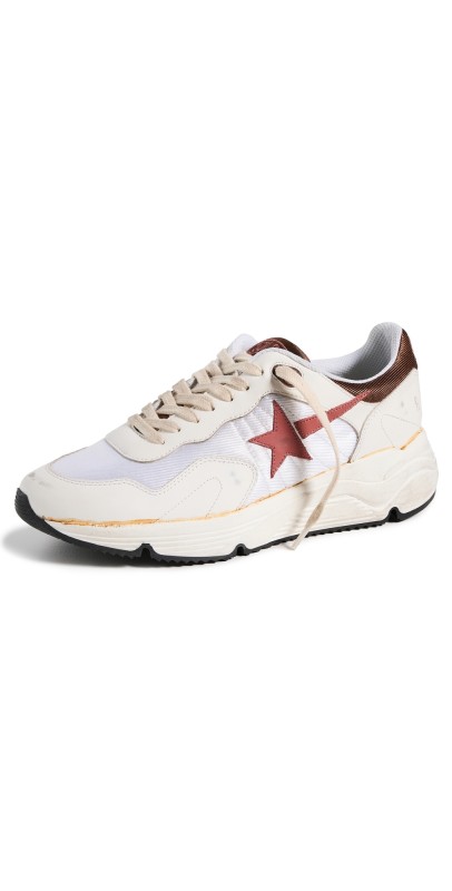 Golden Goose Running Sole Leather Star and Spur Sneakers White/Brandy/Brown