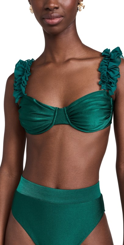 PatBO Flutter Sleeve Bikini Top Galapagos