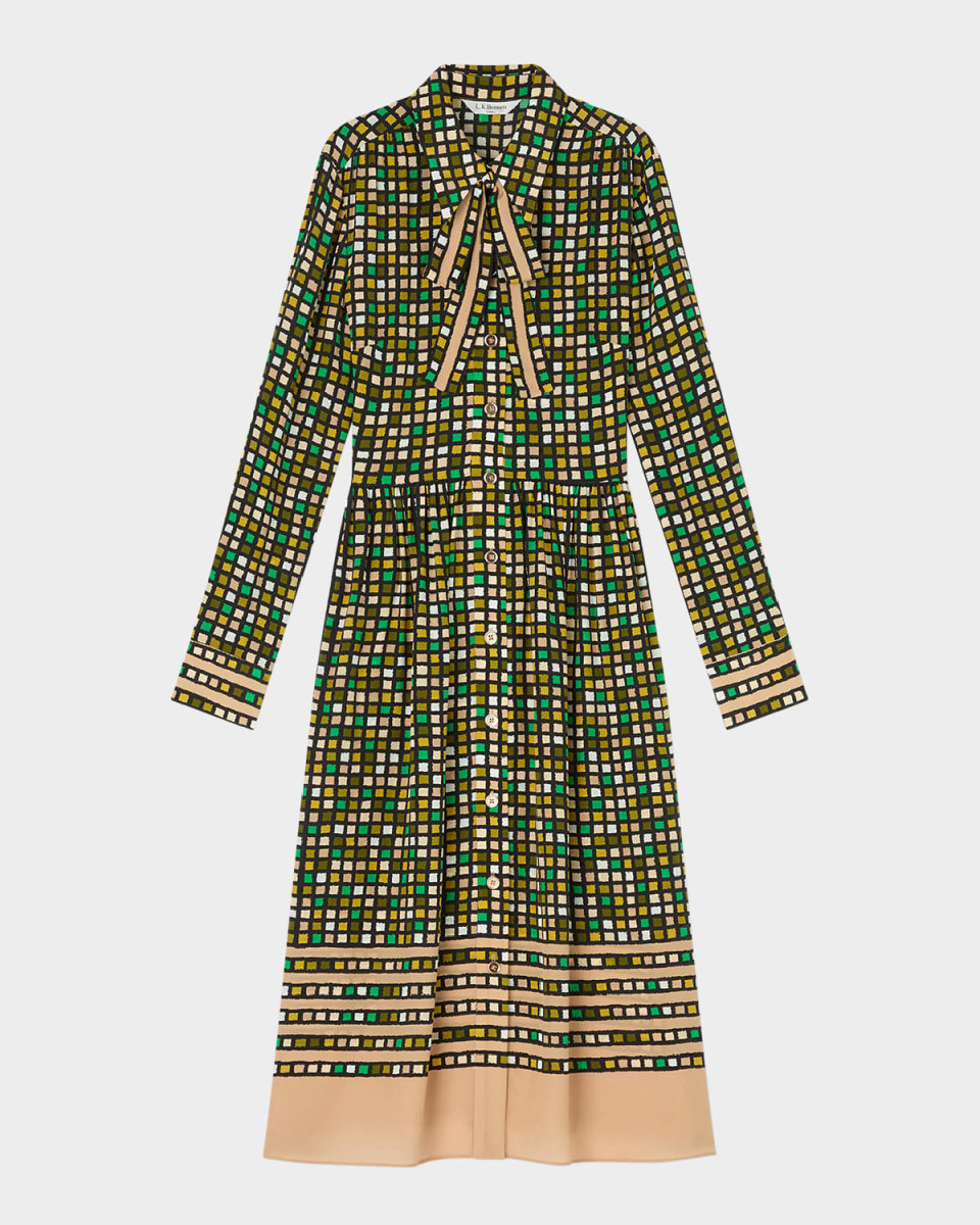 Ethel Geometric-Print Midi Shirtdress