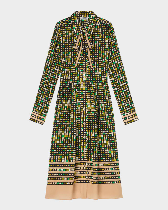 Ethel Geometric-Print Midi Shirtdress