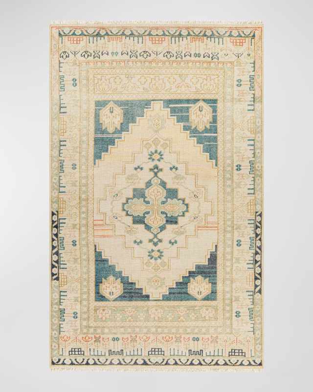 Anadolu Teal Hand-Knotted Rug, 4' x 6'