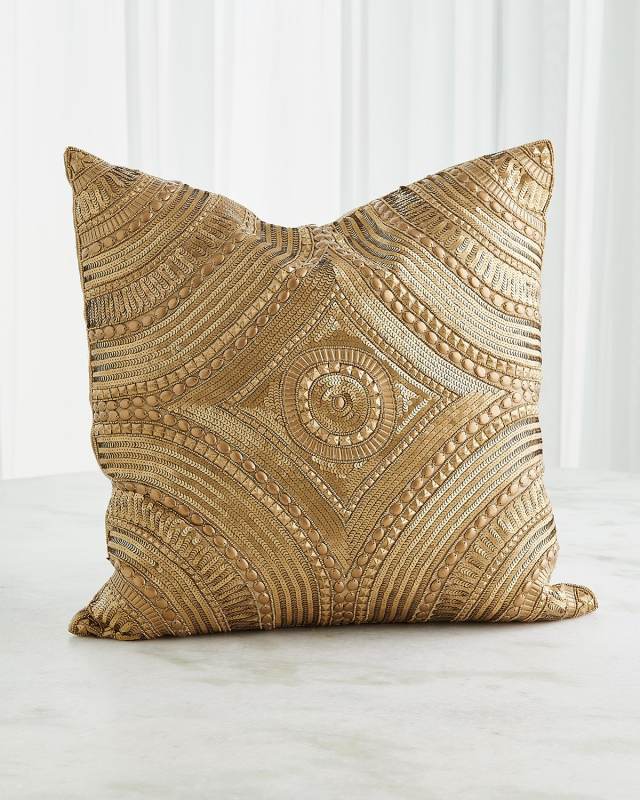 Roman Beaded Golden Pillow