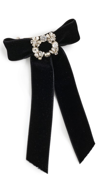 Jennifer Behr Kinley Velvet Bow Barrette Black