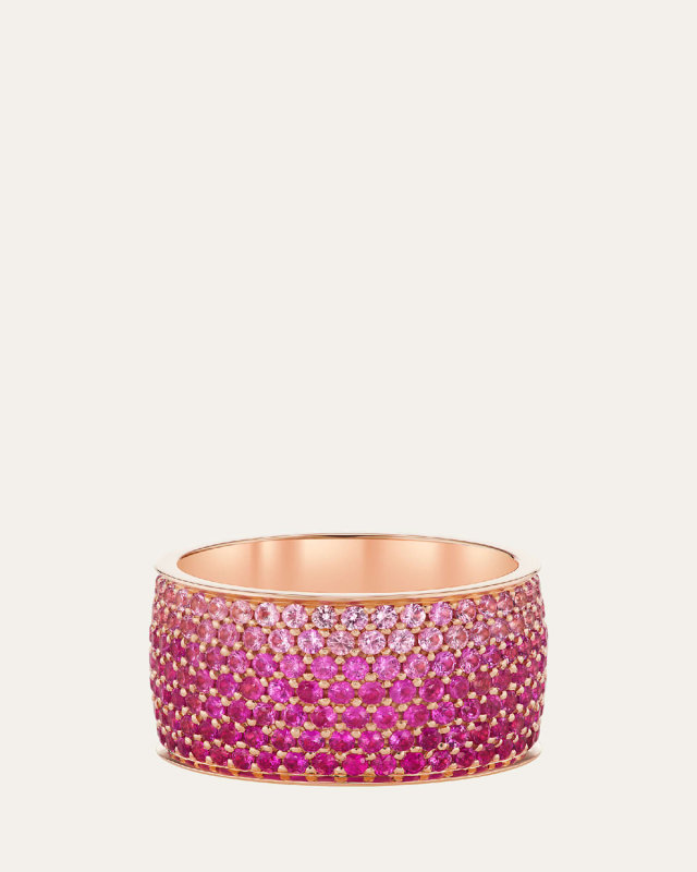 Flamingo Ombre 18K Yellow Gold Multi Sapphire Ring