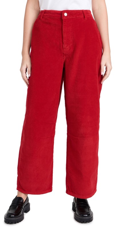 ALIGNE Marcus Corduroy Horseshoe Trousers Red