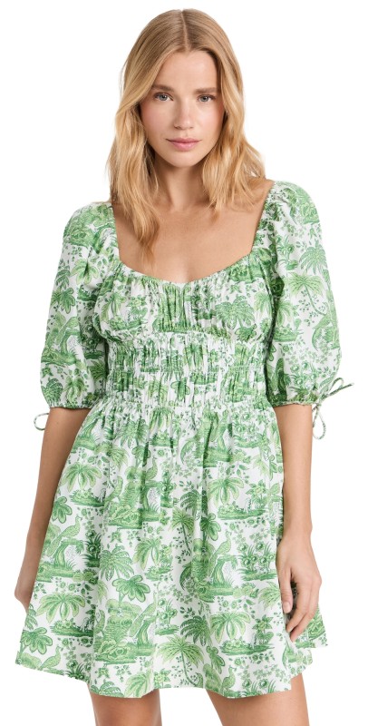 STAUD Mini Faye Dress Clover Toile