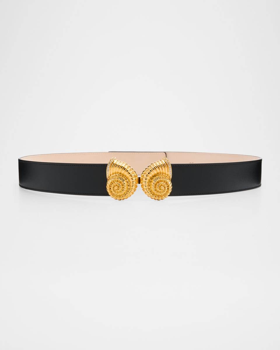 Double Snail Buckle Leather Belt