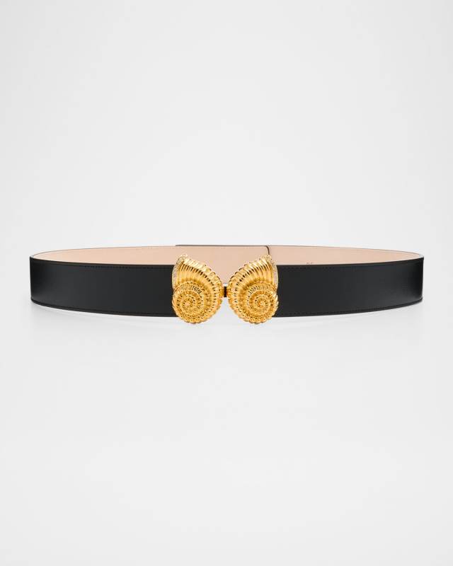 Double Snail Buckle Leather Belt