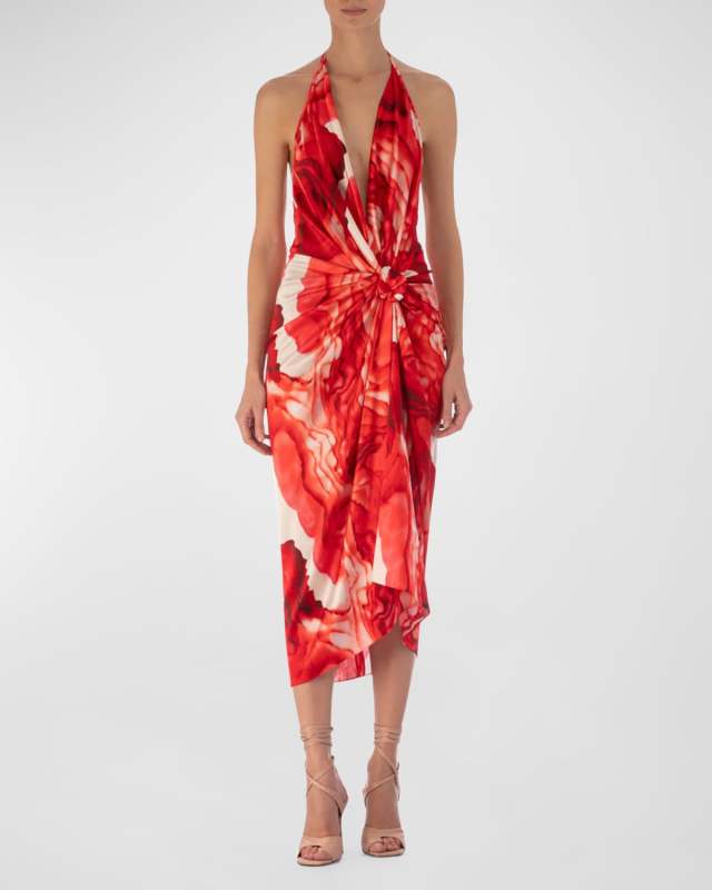 Abstract Guadalupe Backless Midi Dress