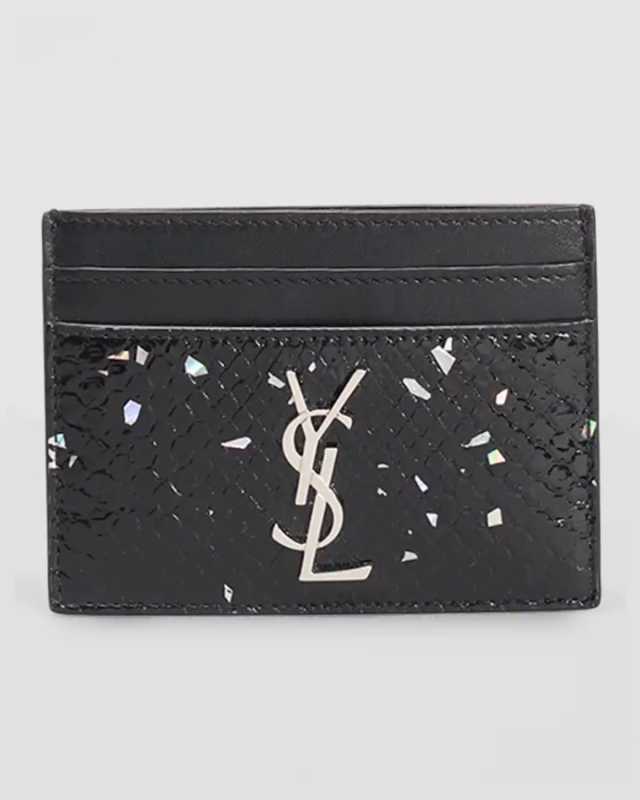 YSL Monogram Card Case in Python
