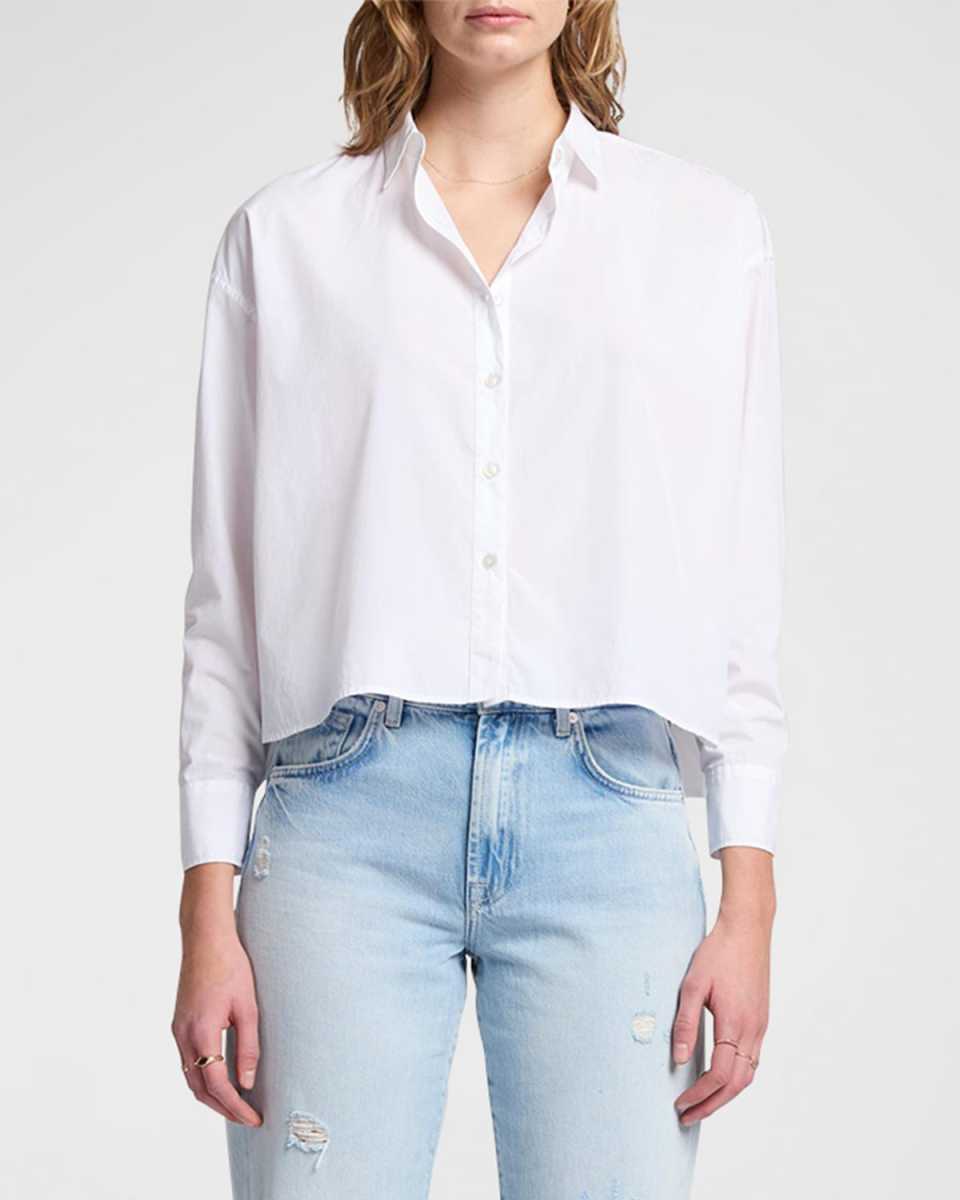Cropped Button-Front Shirt