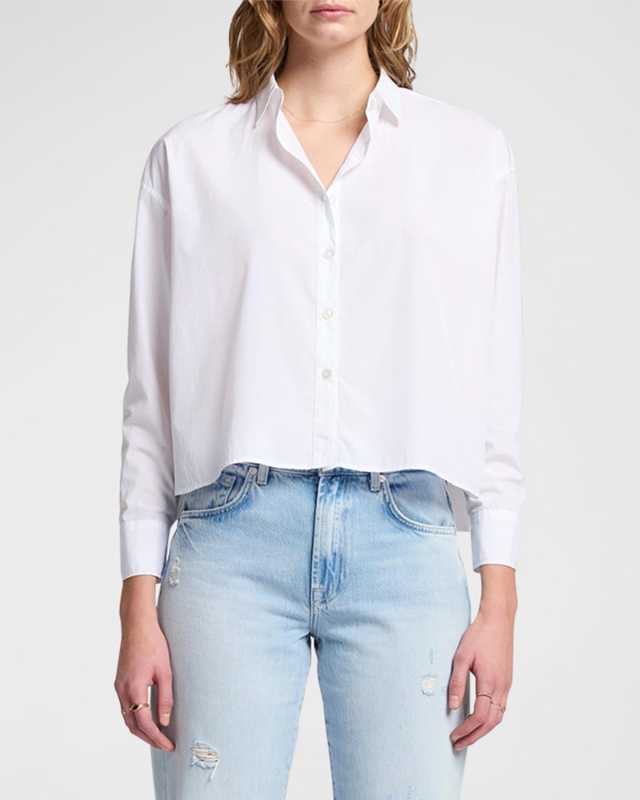 Cropped Button-Front Shirt
