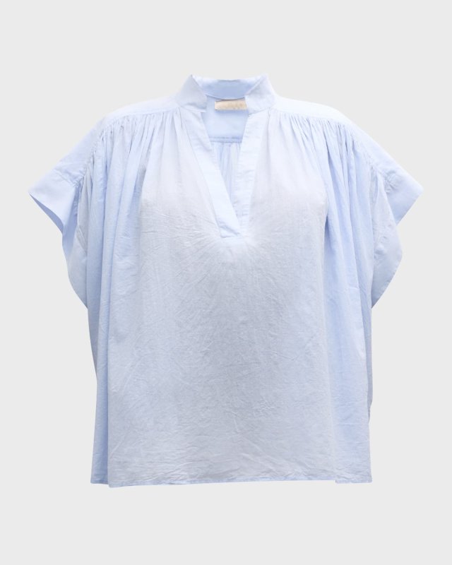 Cory Ruched Cotton Voile Shirt