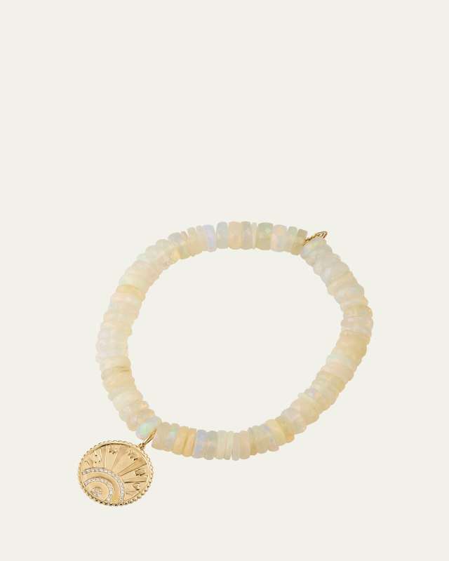 14K Yellow Gold Small Pave Diamond Luck Coin Bracelet