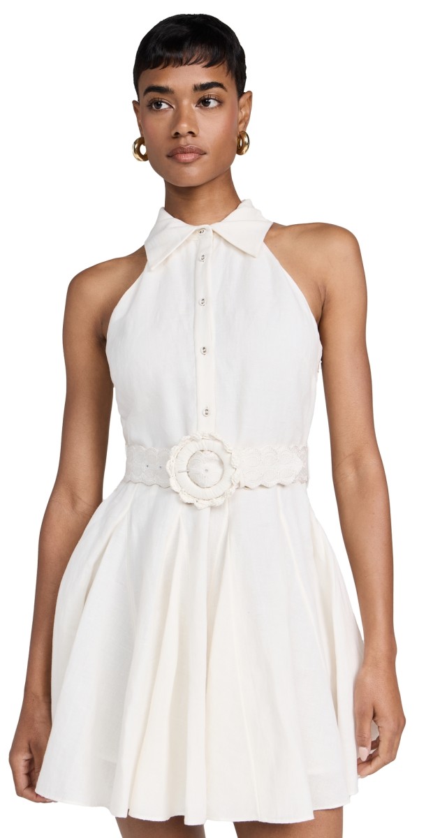 Hemant and Nandita Short Dress With Buckle Belt White