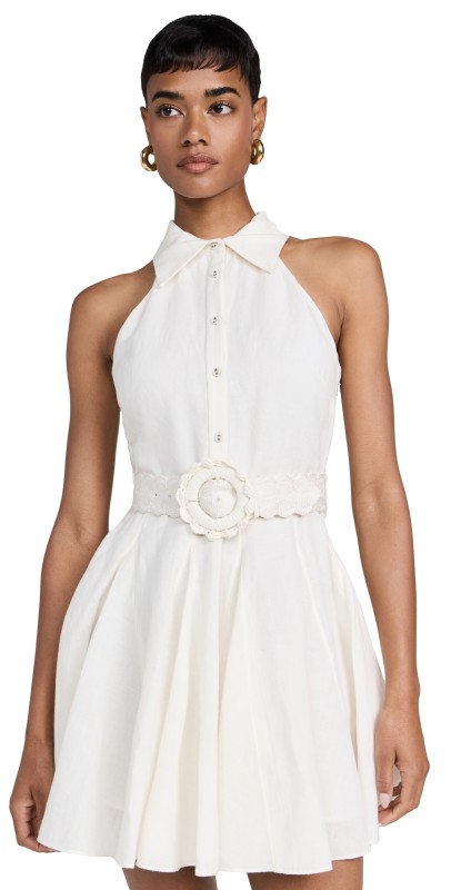 Hemant and Nandita Short Dress With Buckle Belt White