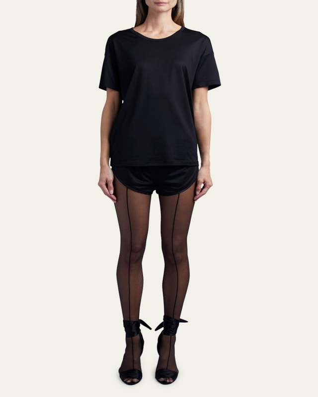 Rolled-Sleeve Jersey T-shirt With Logo At Back
