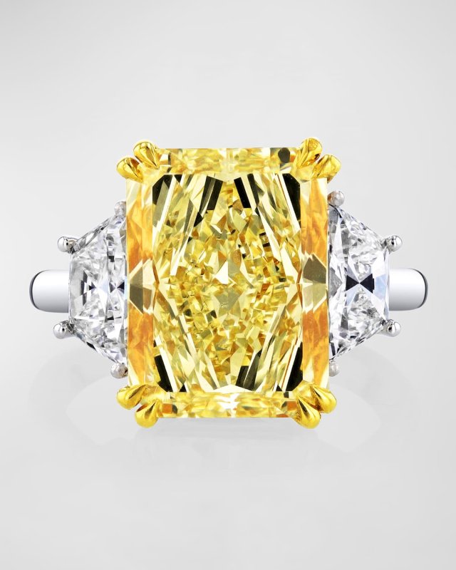 Yellow Radiant Cut Tree Stone Diamond Ring, 9.53tcw (Size 6.5)