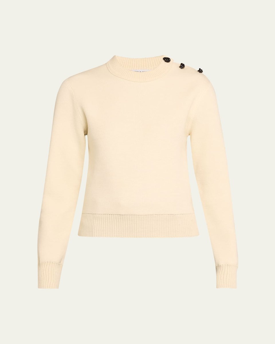 Knot Buttons Crewneck Wool Sweat