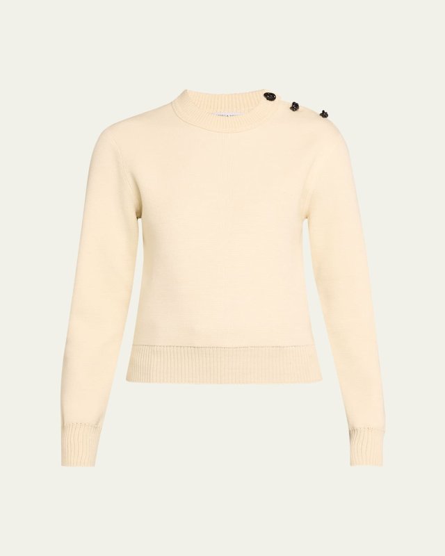 Knot Buttons Crewneck Wool Sweat