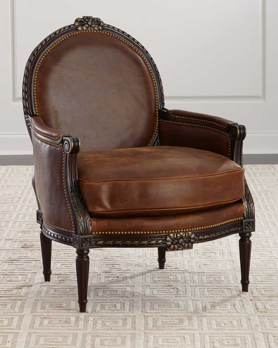 Markel Leather Bergere Chair