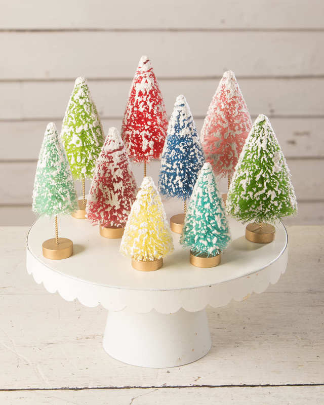 Colorful Bottle Brush Trees, Set of 9