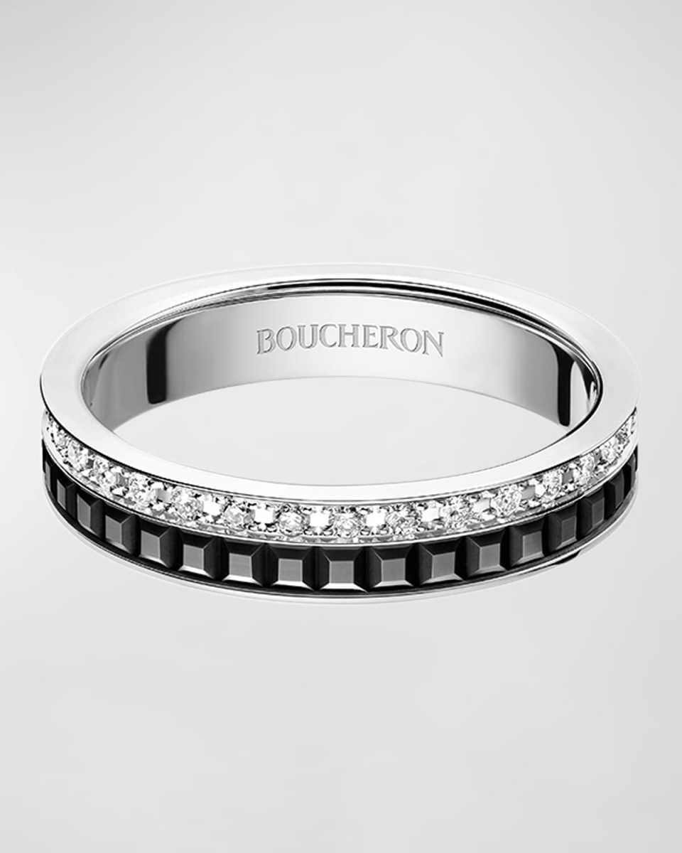 Quatre 18K White Gold Diamond & PVD Wedding Band
