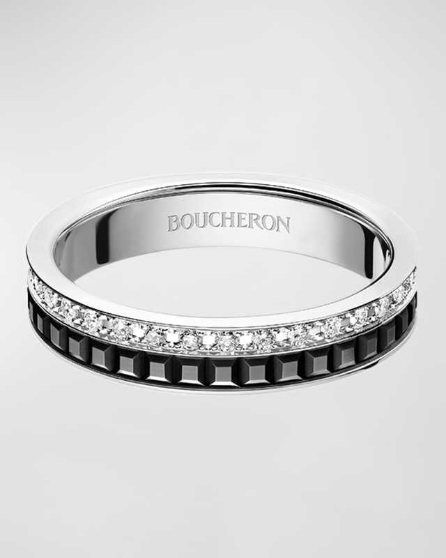Quatre 18K White Gold Diamond & PVD Wedding Band