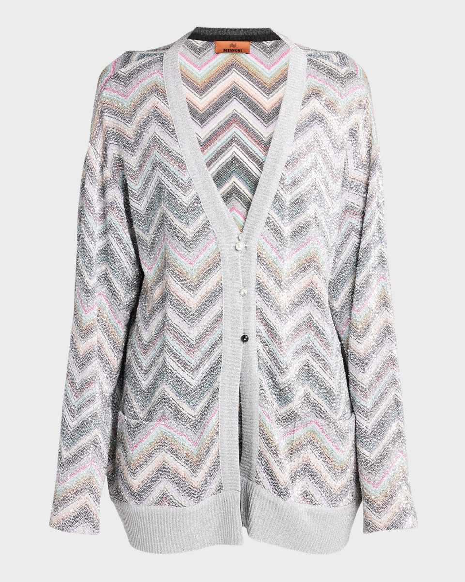 Zig-Zag Caperdoni Maxi Cardigan with Sequin Detail