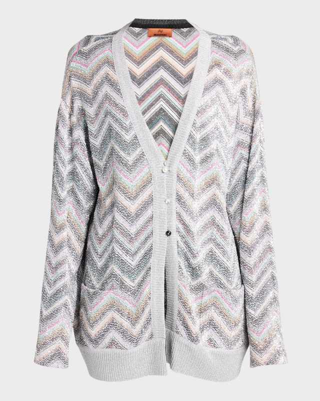 Zig-Zag Caperdoni Maxi Cardigan with Sequin Detail