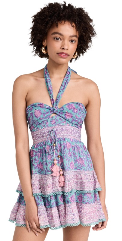 Bell Ariel Mini Dress Teal Purple Print