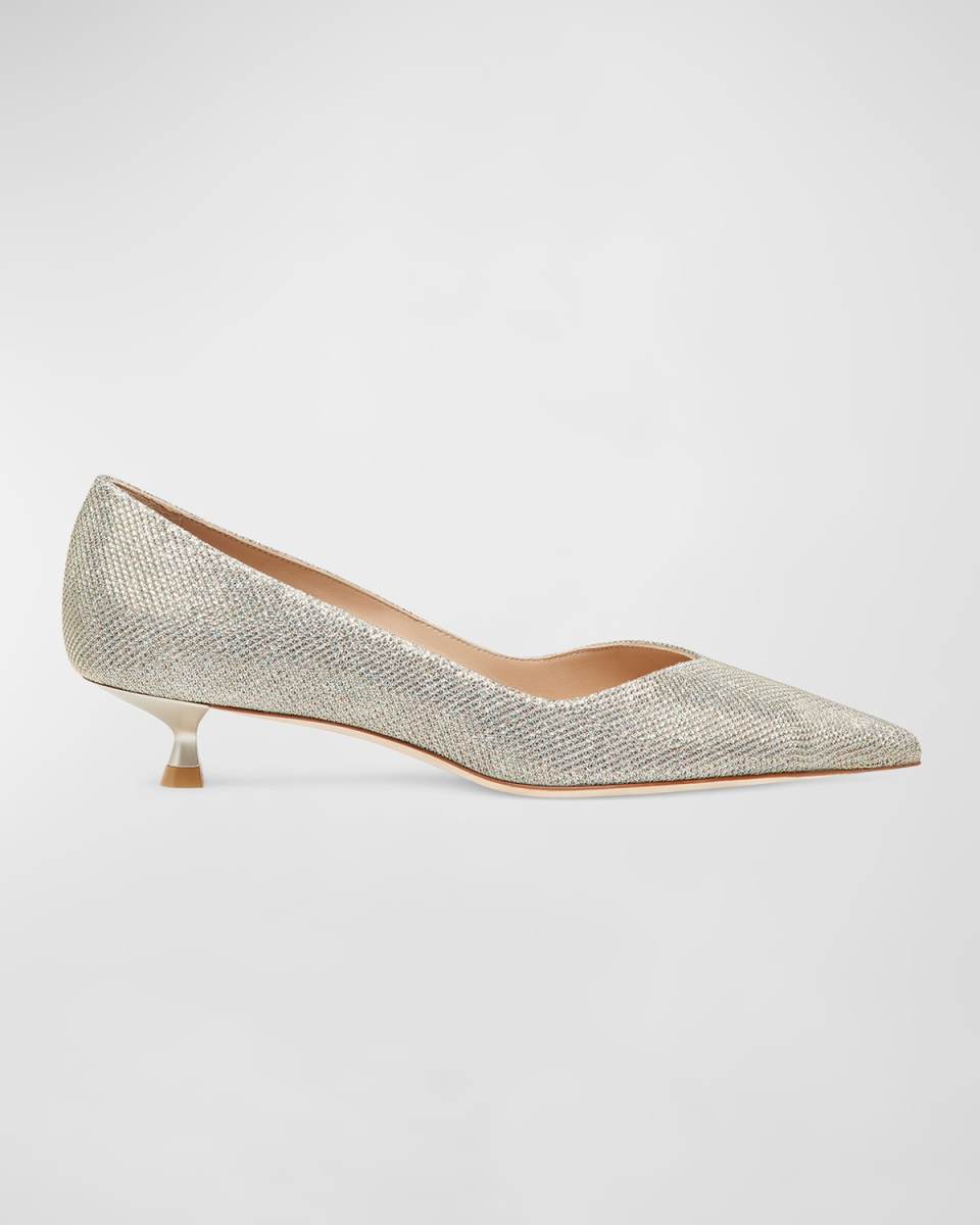 Eva Metallic Kitten-Heel Pumps
