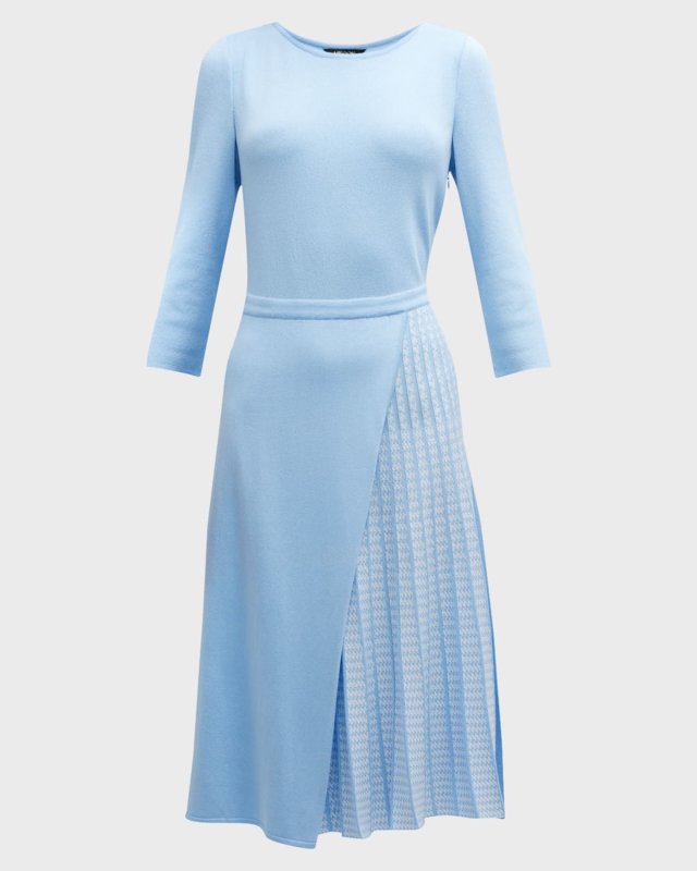 Contrast Panel Pleated Soft Knit Dress - Heritage Fit