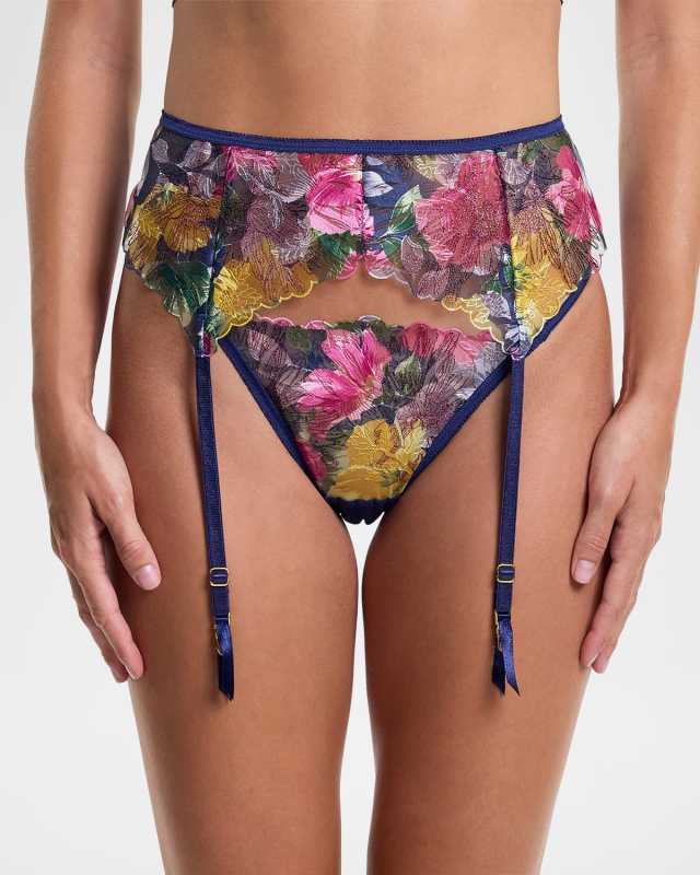 &Oh Wildly Blooming Embroidered Garter Belt