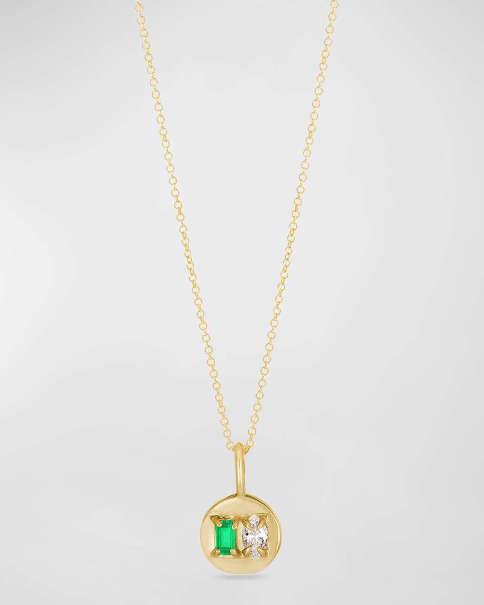 Emerald and Diamond Luxe Mini Medallion Necklace