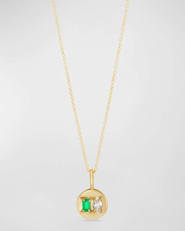 Emerald and Diamond Luxe Mini Medallion Necklace