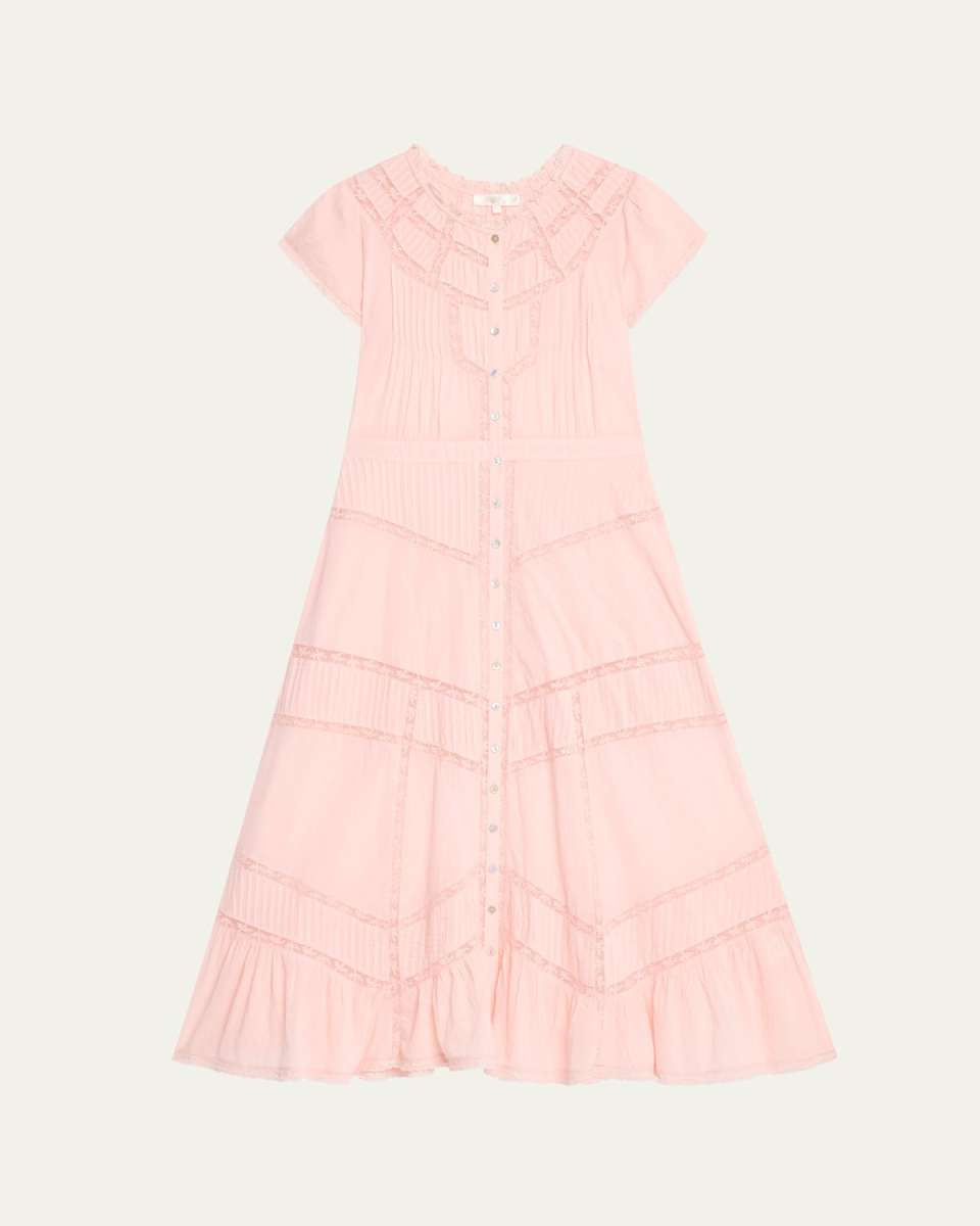 Remi Ruffle Cotton Short-Sleeve Midi Dress
