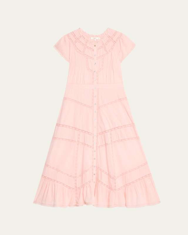 Remi Ruffle Cotton Short-Sleeve Midi Dress