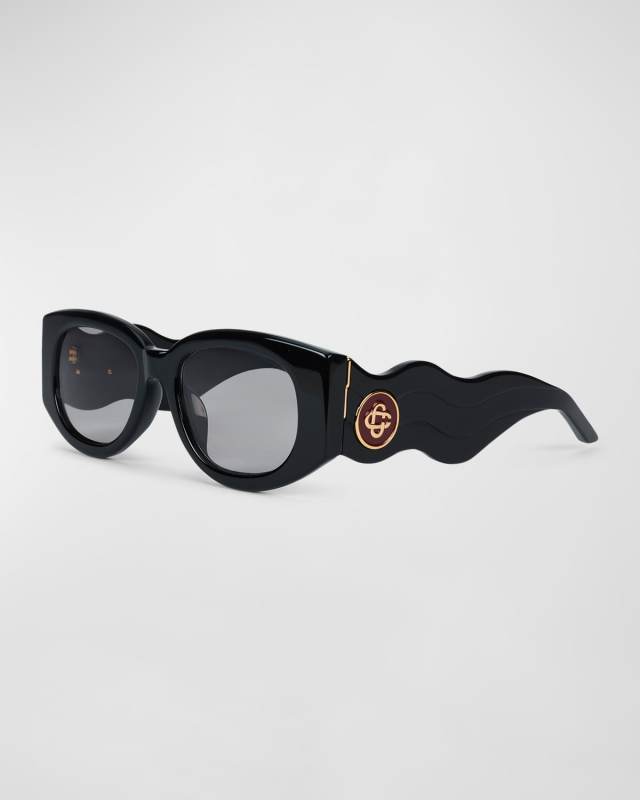 Wavy Acetate Oval Sunglasses