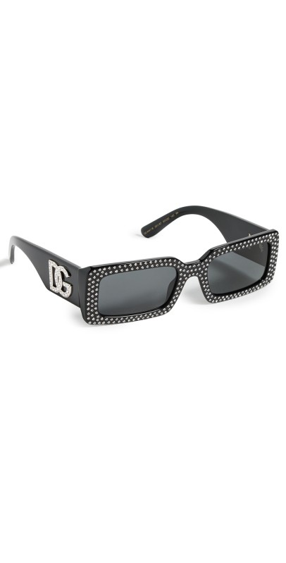 Dolce & Gabbana Narrow Rectangular Sunglasses Black/Dark Grey