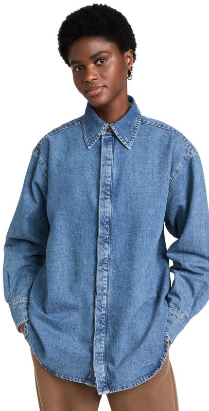 Good American Boyfriend Shirt Indigo173