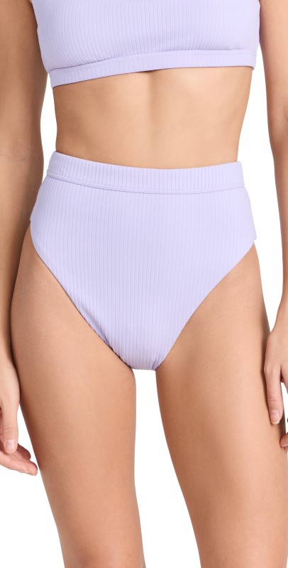 Madewell Rib Prawn High Waist Bikini Bottomsubtle Lavender
