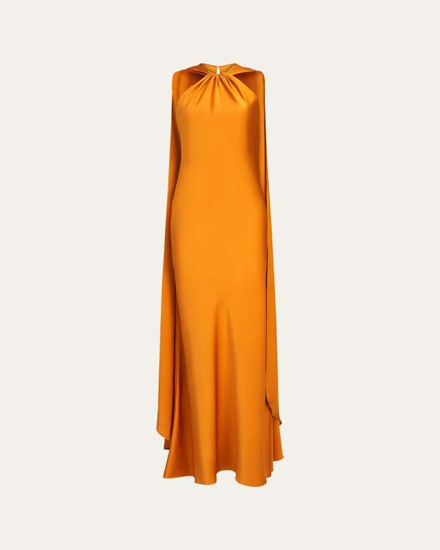 Reta Draped Satin Halter Gown