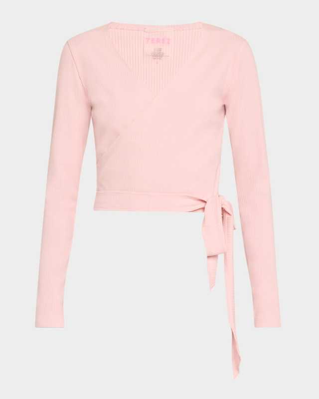 Rose Rib Long-Sleeve Wrap Top