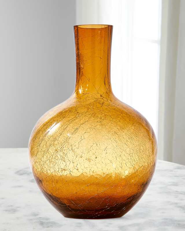 Crackled Glass Ball Body Vase - 19.7"