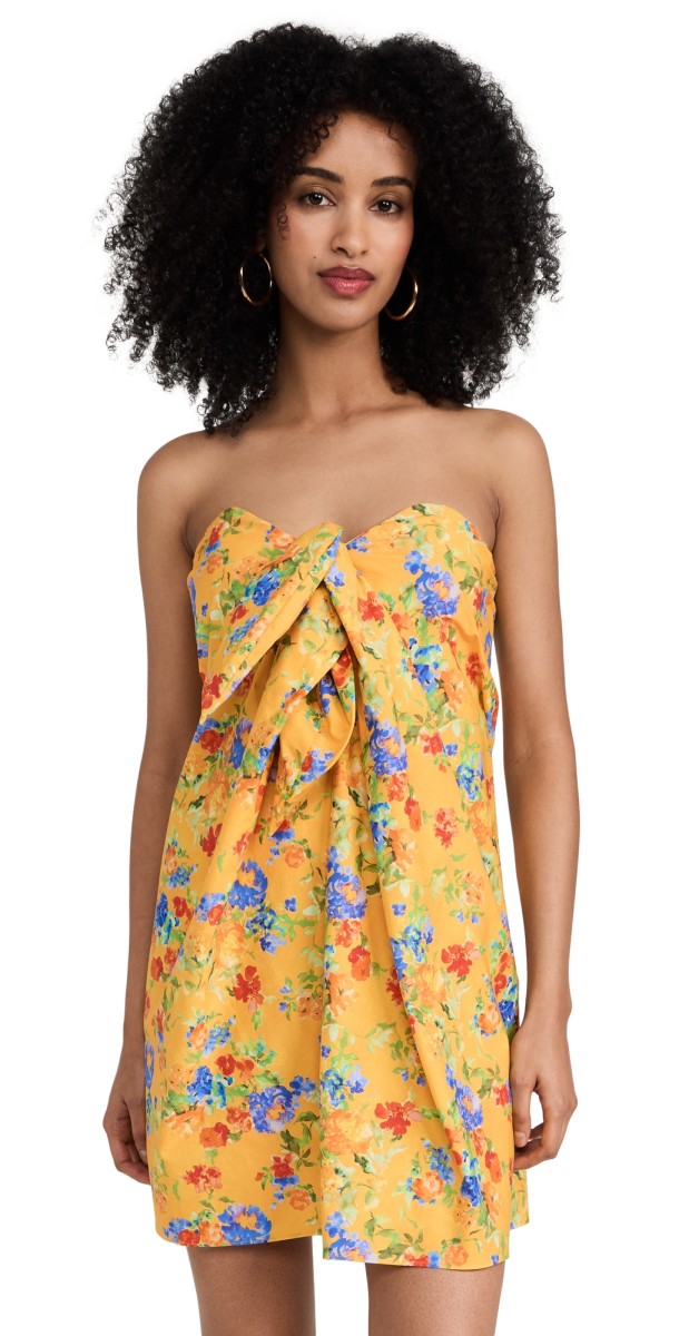 CAROLINE CONSTAS Kaia Mini Dress Yellow Radiant Floral