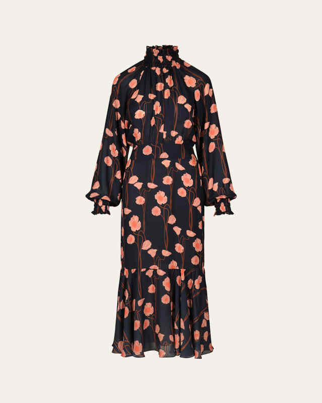 Sublime Floral-Print Long-Sleeve Ankle Dress