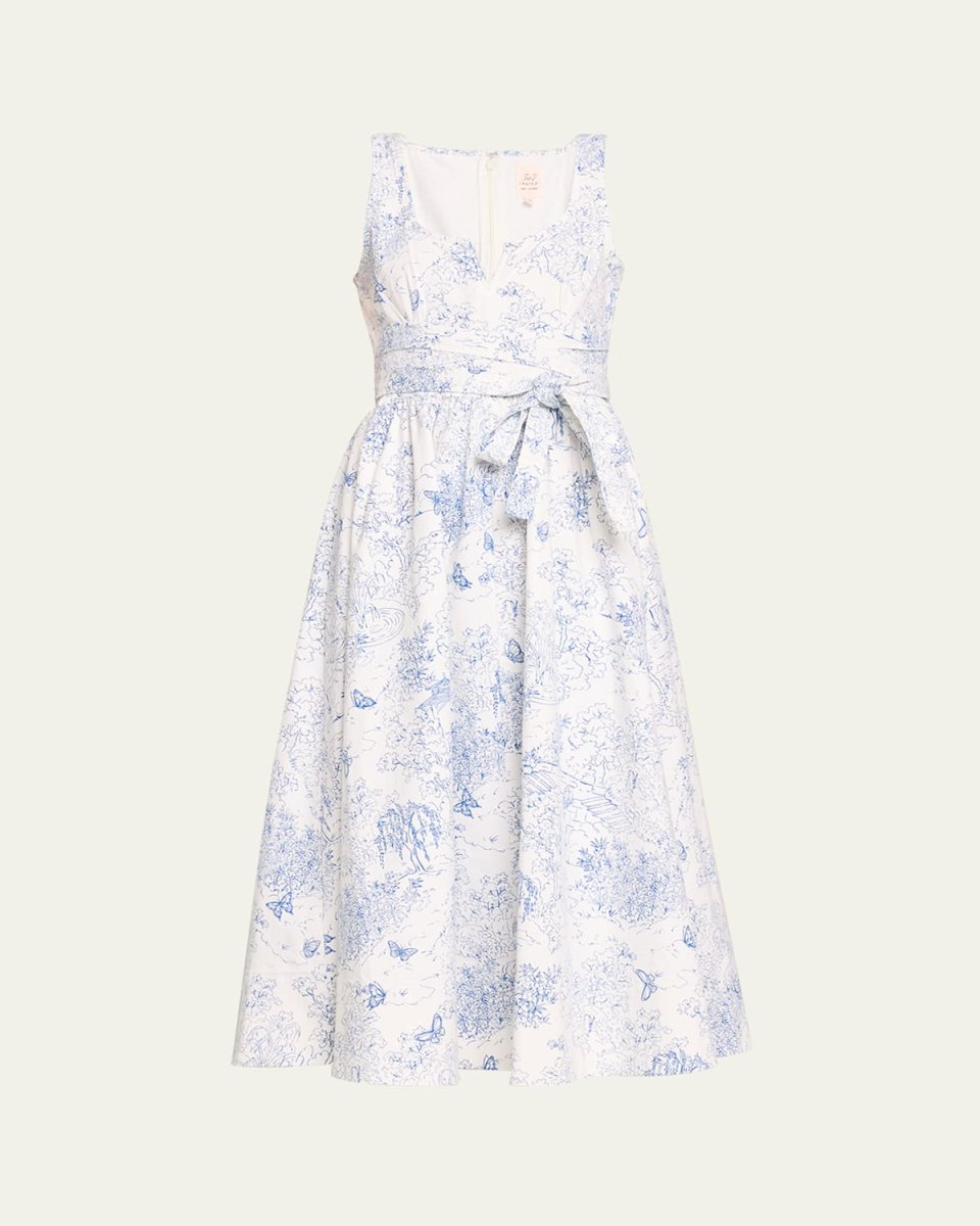 Ebba Garden Toile Sleeveless Fit & Flare Midi Dress
