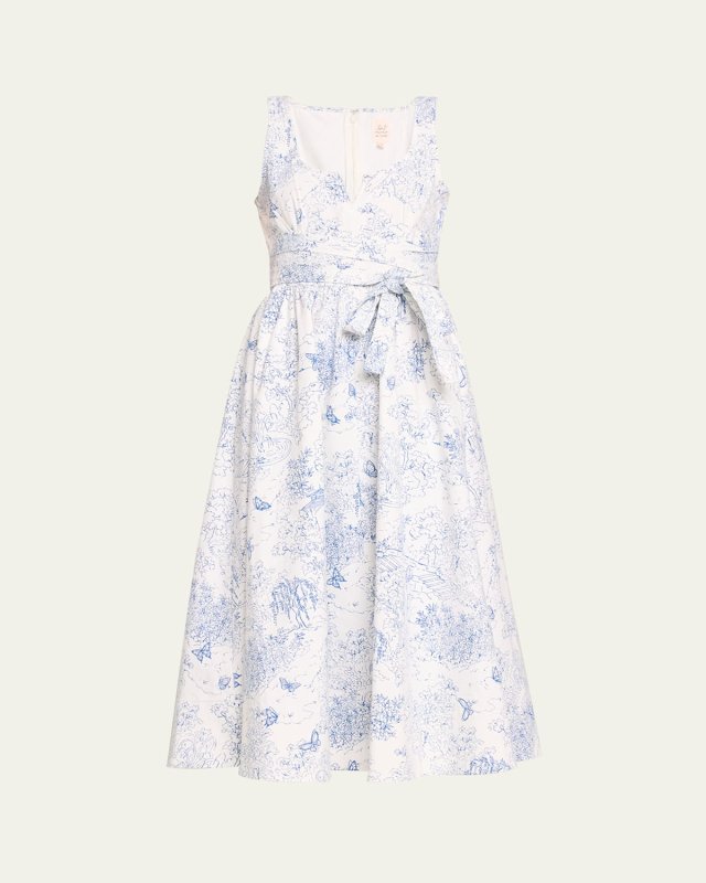 Ebba Garden Toile Sleeveless Fit & Flare Midi Dress