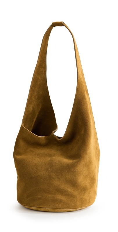 Reformation Medium Silvana Bucket Bag Bog Sued